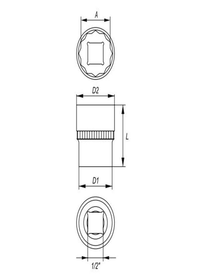 Yato YT-1271 Bihexagonal Socket of Size 9mm & Length 38mm Suitable for 1/2 inch drive Socket Wrench Set |DIN3121 CrV Chromium Satin Plated Steel|Socket Tool Box|Use: Mechanical Tools|Industrial tool" - Image 3